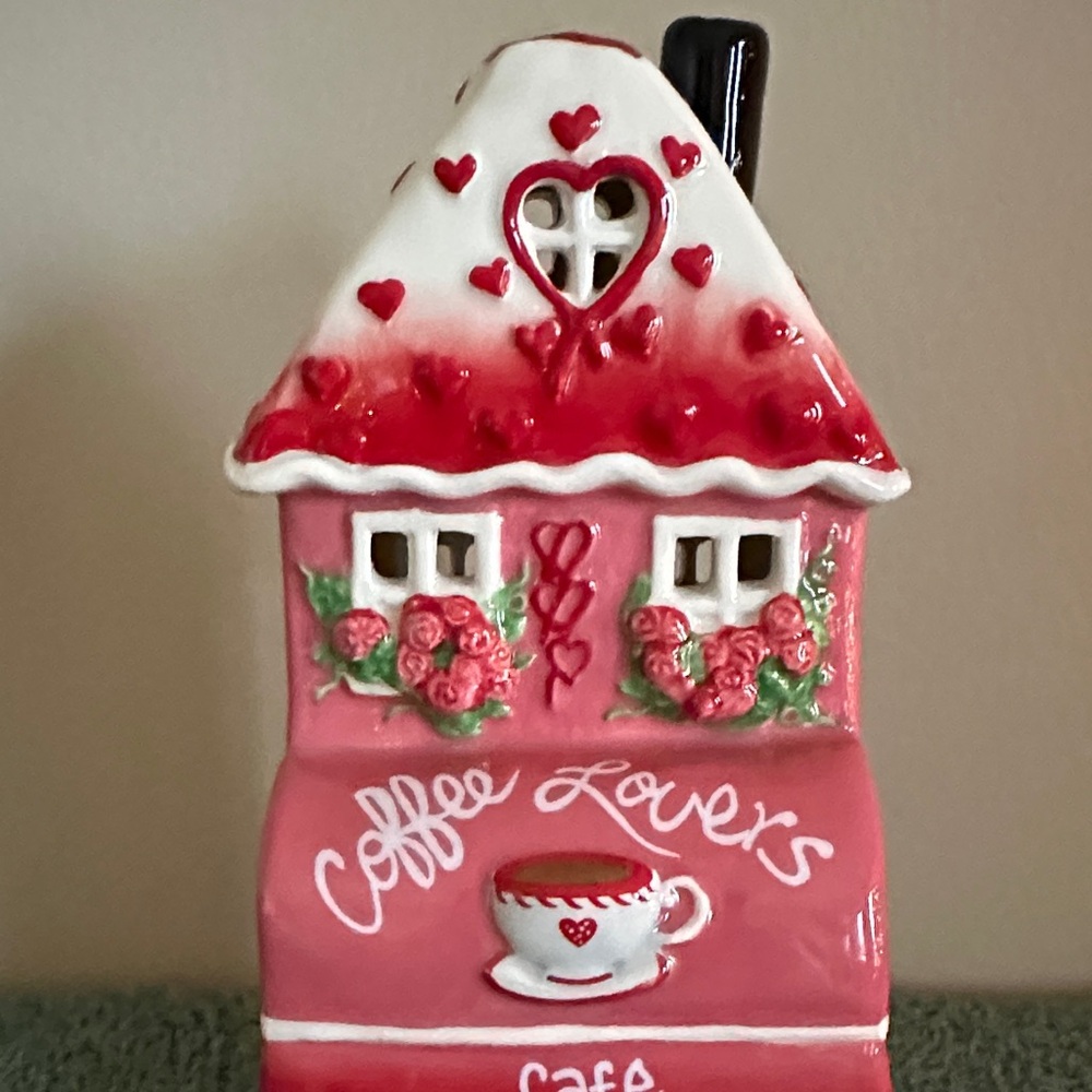 Blue Sky Clayworks Tea Light Candle Holder Valentines Coffee Lovers Cafe NEW! - Picture 2 of 13